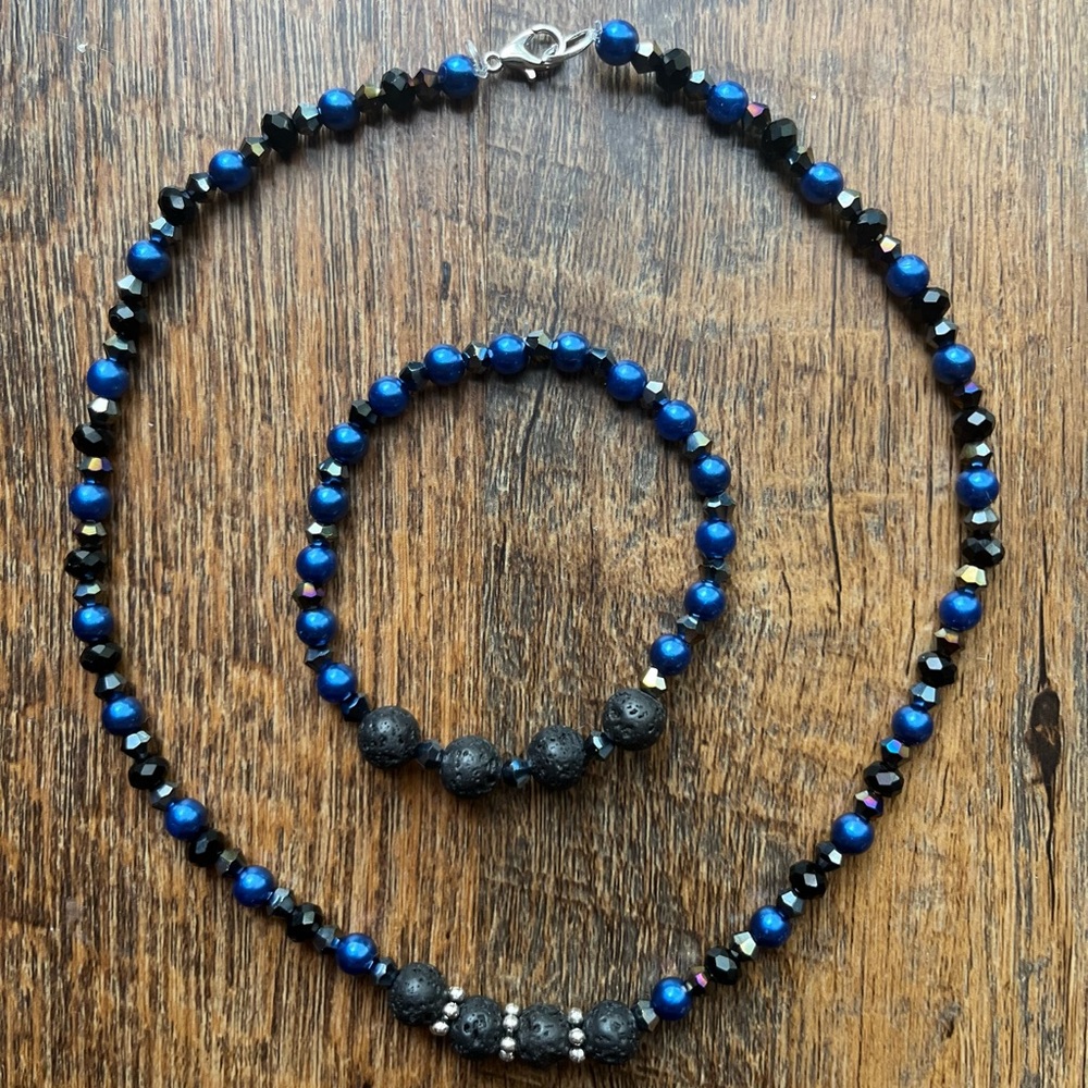 Lava bead essential oil necklace and bracelet original.